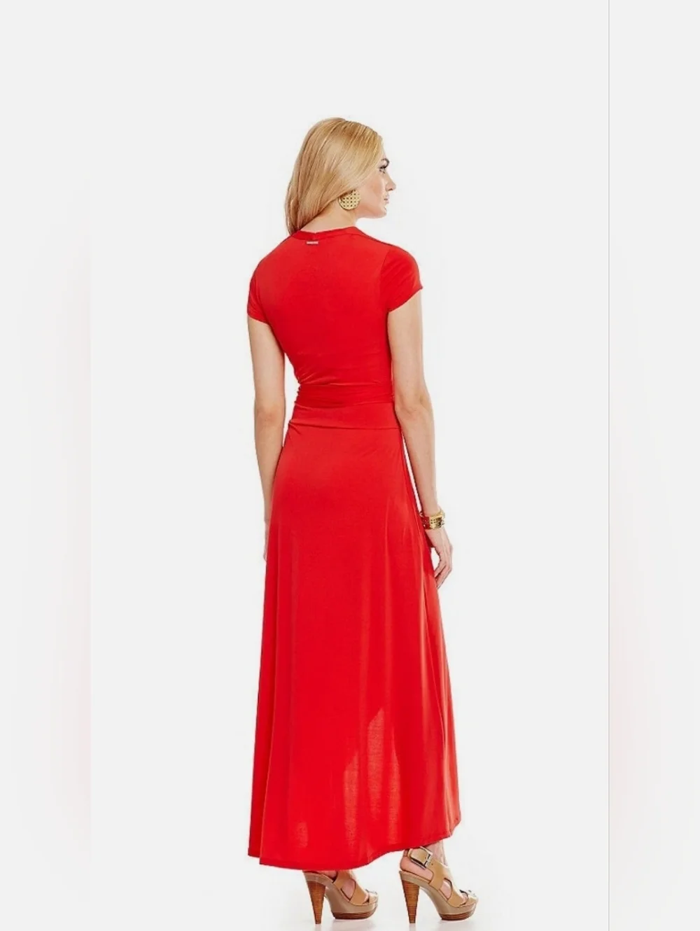 Michael Kors Red High-Low Wrap  Whimsical Maxi Dress